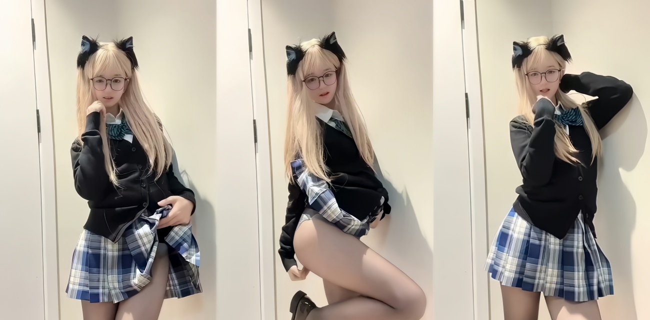 抖音高颜值双马尾萝莉【草原一只花】露脸私拍擦边福利流出，JK黑丝肥美蜜桃臀性感姿态撩拨神经